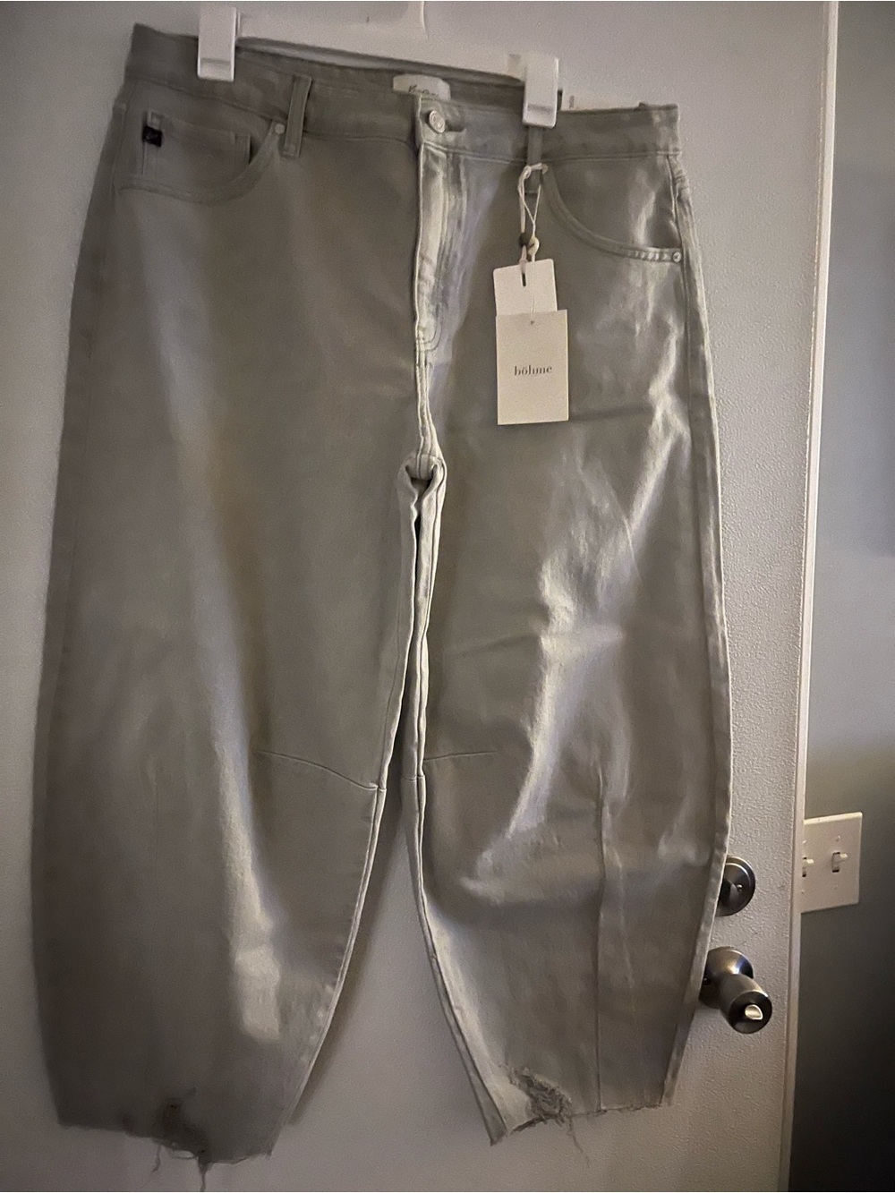 KanCan Green Leather-Look Boyfriend Jeans